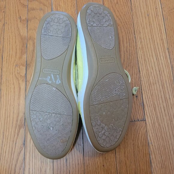 Coach Rainey Size 7 boat shoes in neon yellow, used with light wear - Picture 2 of 9